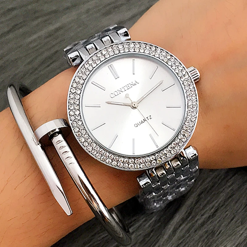 Женские серебряные наручные часы s фирменные кварцевые из нержавеющей стали