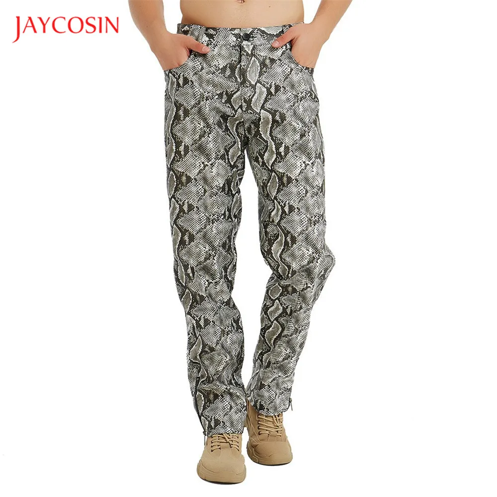 Мужские повседневные брюки Joycosin длинные прямые с рисунком питона уличная одежда