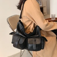 vintage women handbag leather double pocket designers luxury shoulder bags female top handle bags sac a main brand crossbody bag
