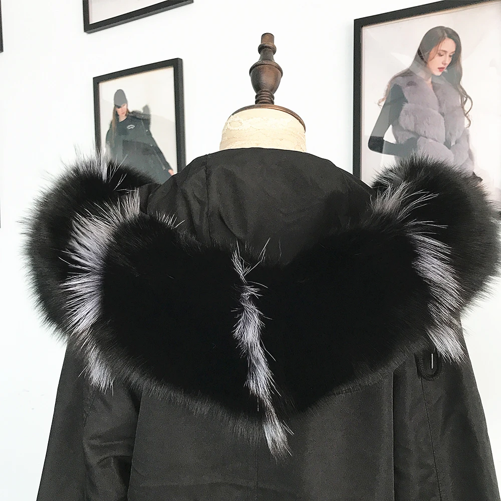 Меховой воротник из натурального меха лисы зимние шарфы с капюшоном и воротником