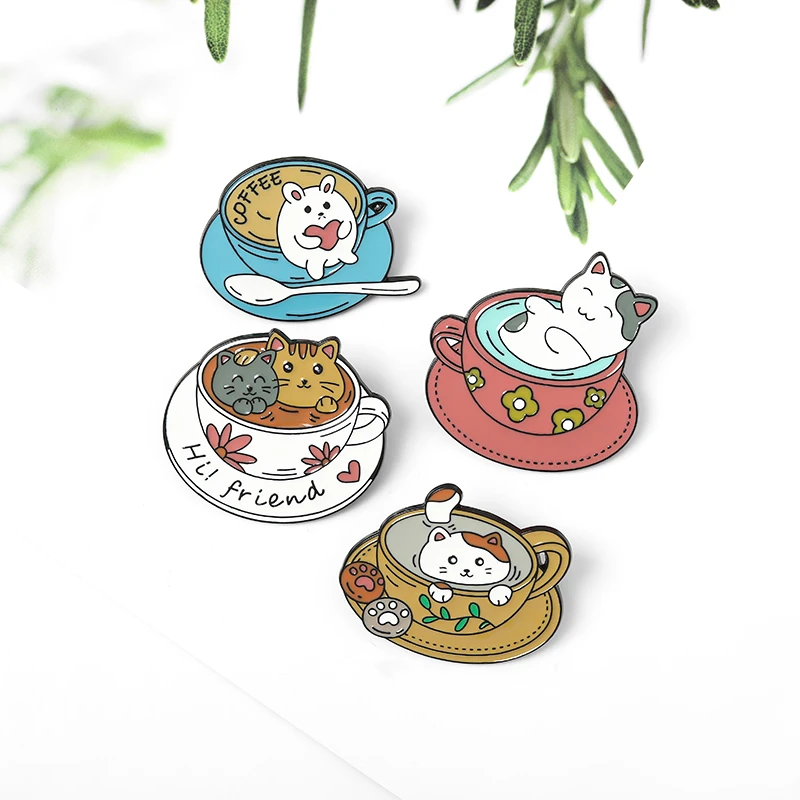 Мультфильм значки с животными кошки панды кролика мышки Ильной рыбы эмали штырь