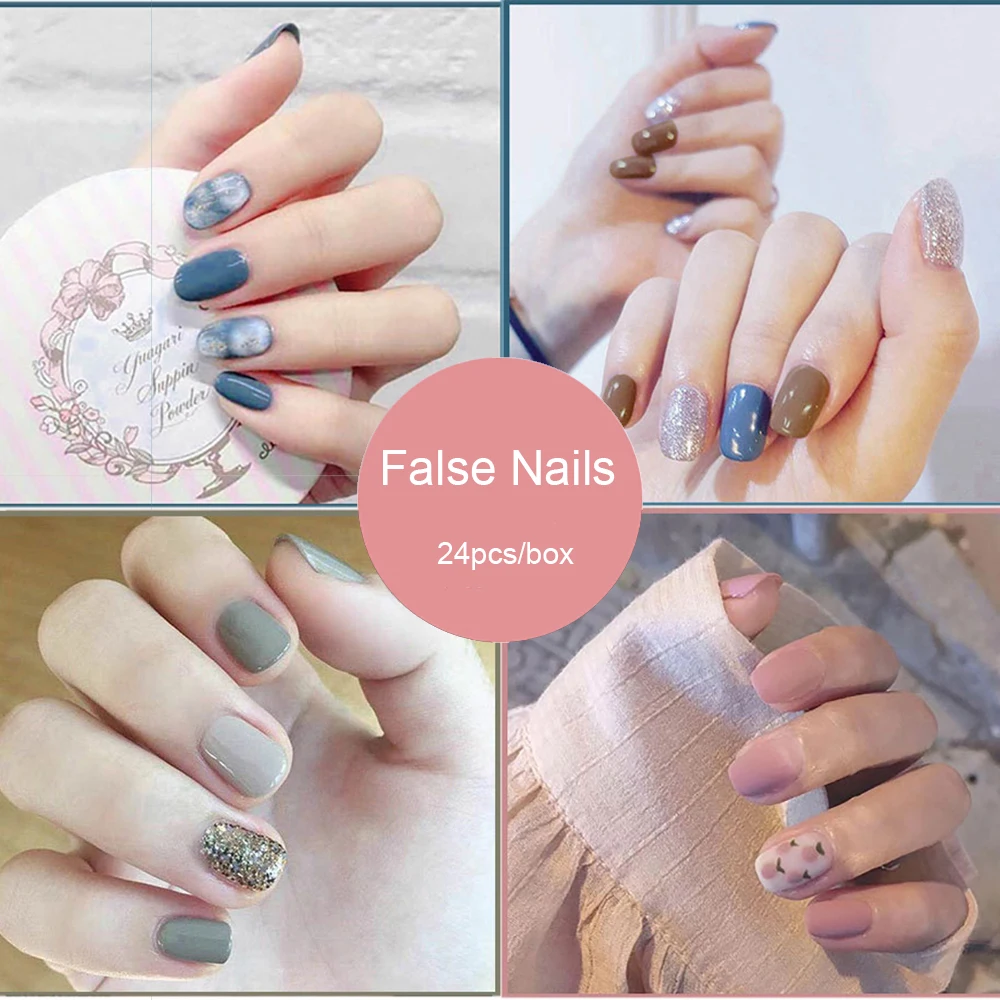 Натуральные Французские короткие накладные ногти акриловые классические