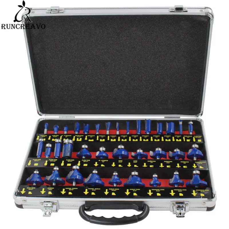 

35pcs 1/4 Inch 6.35mm Wood Milling Cutter Shank Router Bit Set Trimming Machine Tool for Electric Trimmer Wood Work Cutting Kit