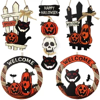 ghost festival welcome card garland door hanging halloween wooden pumpkin black cat cemetery castle ghost dress up supplies