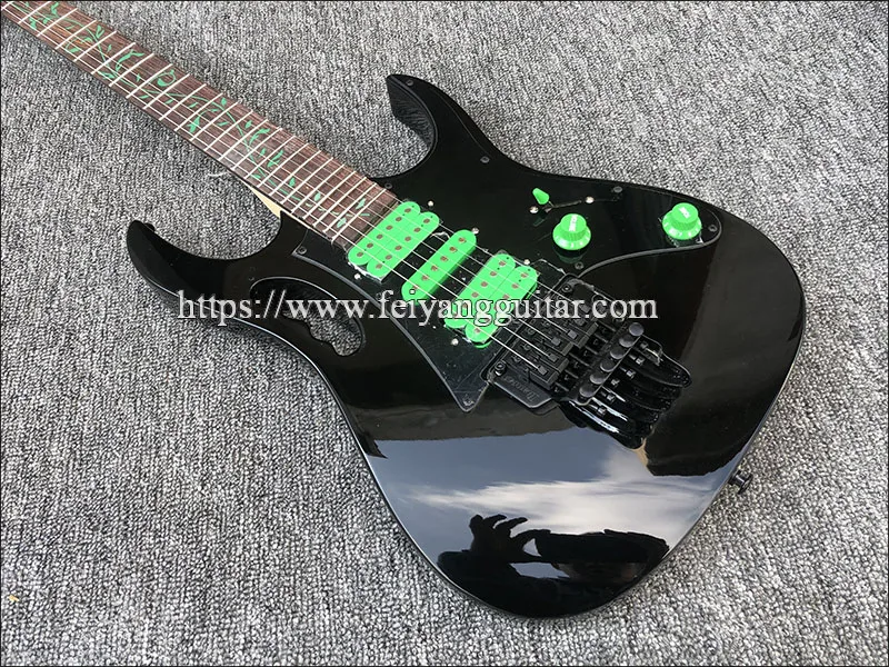 2019 Высококачественная электрогитара зеленая инкрустация грифа зеленый пикап