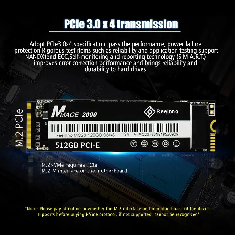 Reeinno Mace2000 ssd m.2 PCIe Nvme 2280 128 ГБ 256 512 1 ТБ 3D NAND флэш-накопитель 8 ГБ/сек. Внутренний твердотельный накопитель для ноутбука, настольного компьютера