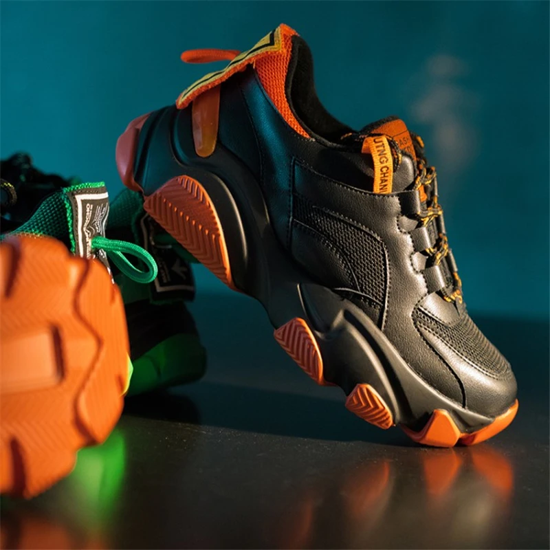 Обувь на платформе разноцветная повседневная женская обувь плоской подошве из