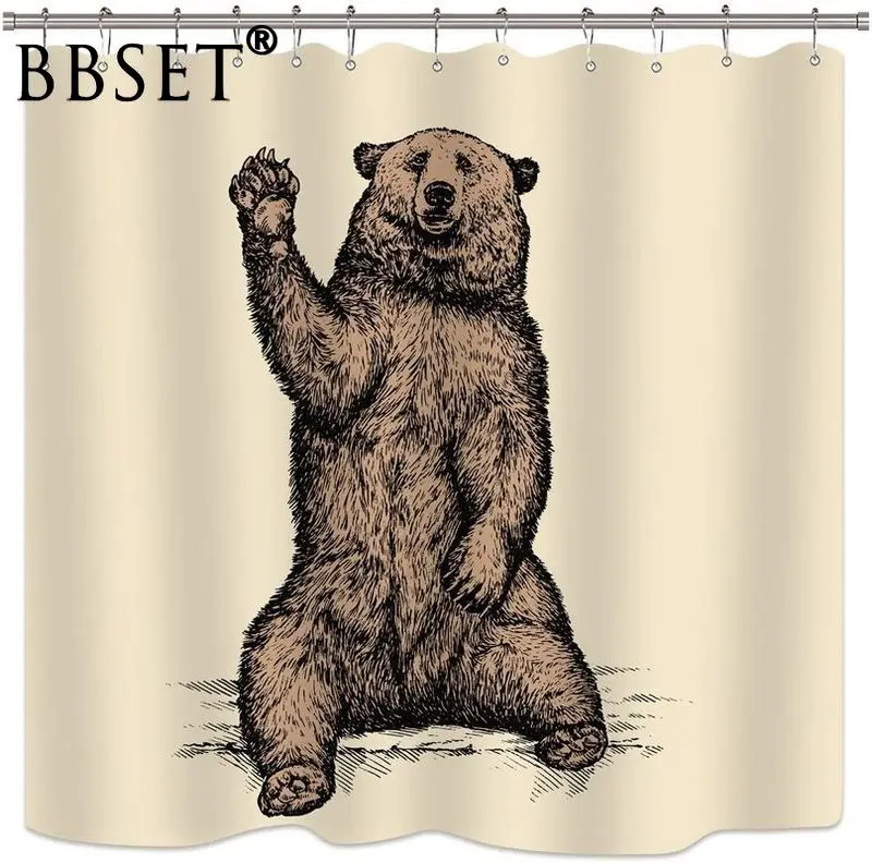 Высококачественная занавеска для душа с забавным рисунком медведя