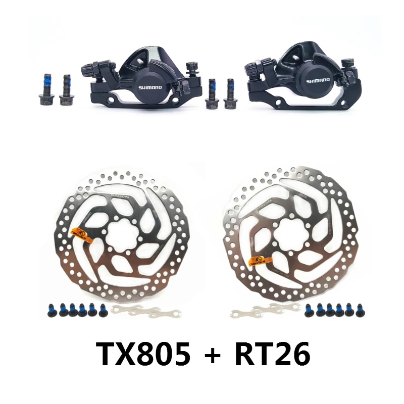 TX805 With RT26 BR-TX805 механические дисковые тормозные суппорты для Tourney XT с резиновыми накладками M375 суппорт w/n HS1 RT20 RT26 ротор - Цвет: TX805 With RT26