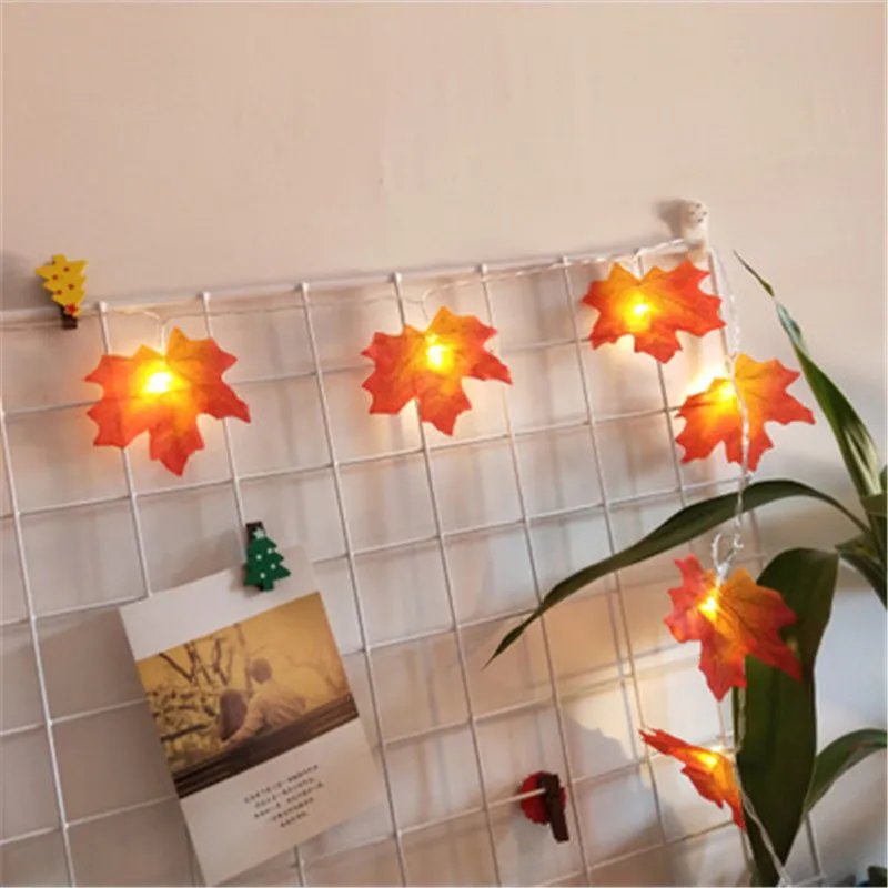 

2M 3M LED Chirstmas Thanksgiving Harvest Festival Celebrate Party Decortaion Autumn Maple Leaf Shape Fairy String Lights....