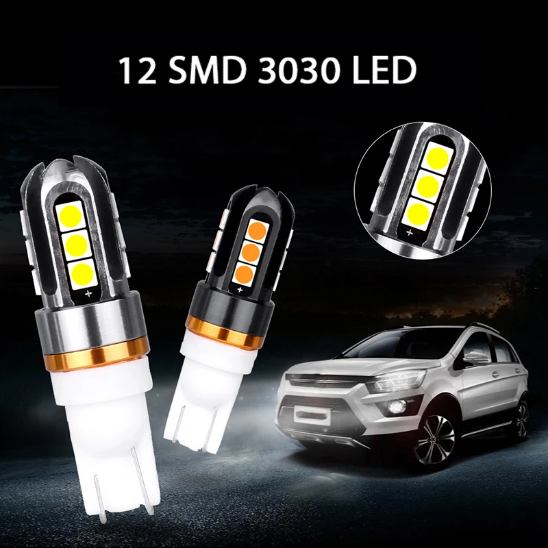 Светодиодсветодиодный лампа T10 желтого цвета 2 шт. W5W 3030 SMD 194 168 габаритные огни 5 Вт