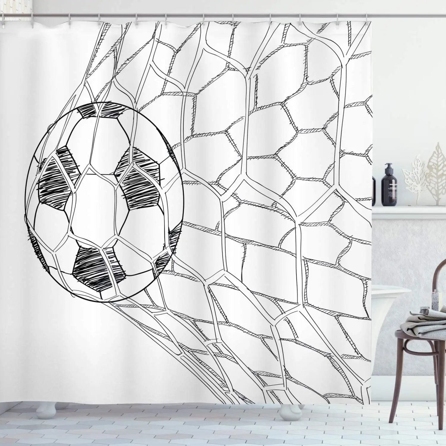 Занавеска для душа футбола водонепроницаемая занавеска игры в футбол занавес