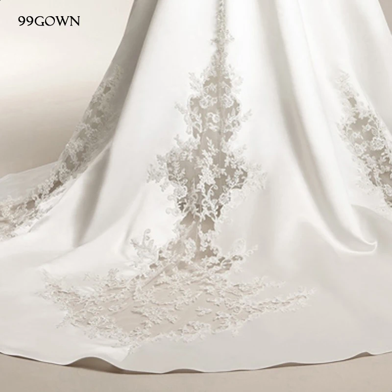 99GOWN 2019 роскошное атласное свадебное платье сексуальное с открытой спиной на