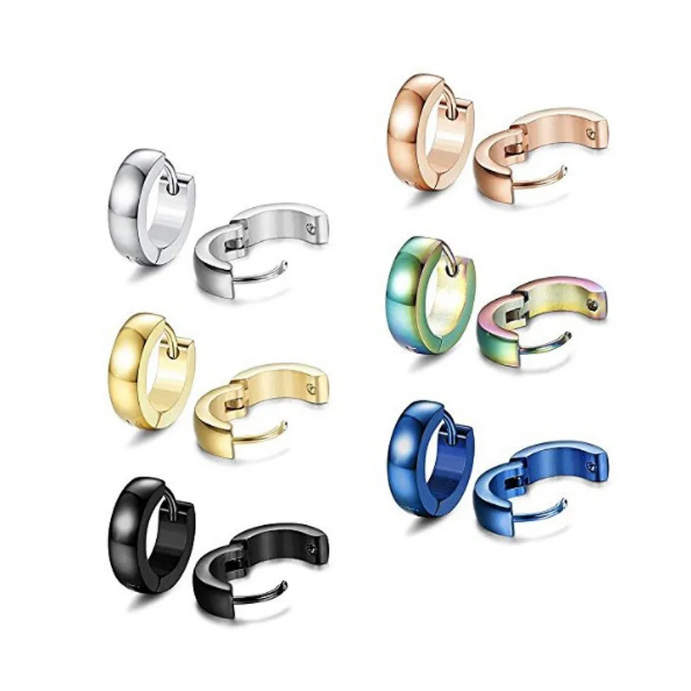 Модные мужские и женские серьги кольца золотого черного цвета маленькие гладкие