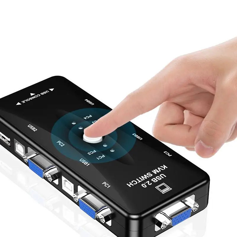 KVM 4 порта монитор экрана принтера VGA USB мышь клавиатура сплиттер переключатель