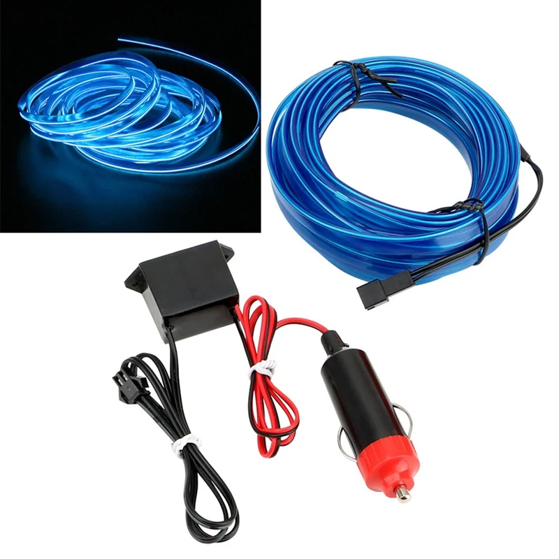 

Car LED Cold Light Luminous Line Lamp With Cigarette Lighter LED Car Interior Atmosphere Wire Strip Blue Light Lamp Accessories