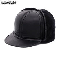 b 7137 adult sheepskin leather hat male winter thickening warm hats ear protection cap father fashion hat manufacturers