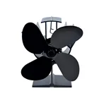 Вентилятор для камина, черный с 4 лопастями, экологически чистый и тихий домашний вентилятор для эффективного распределения тепла