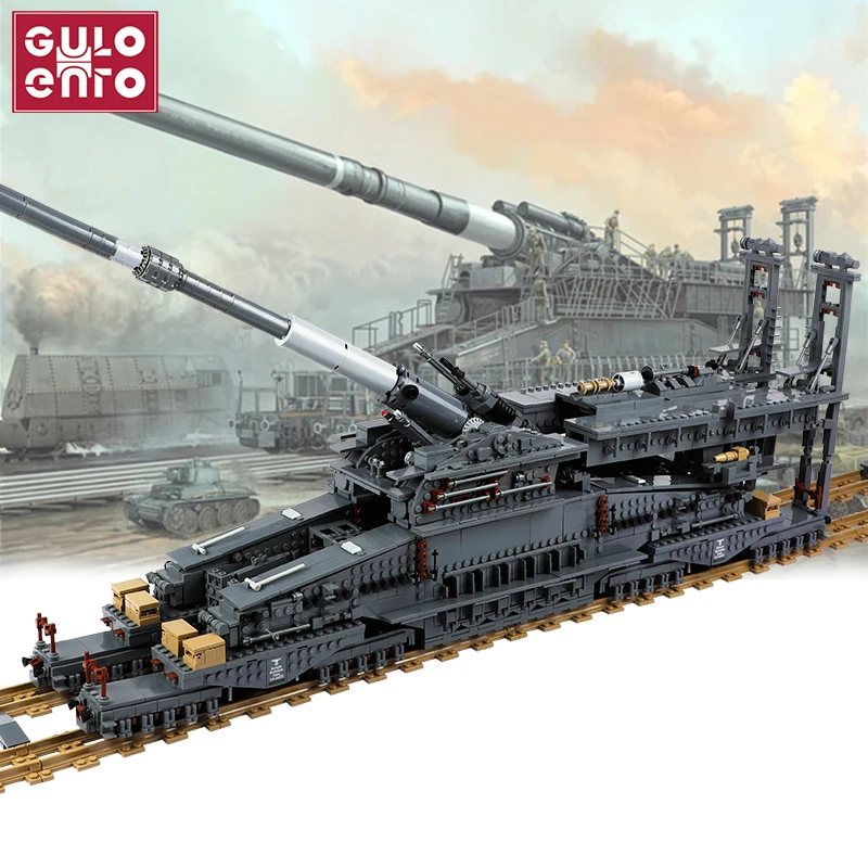 

3846PCS Military German Dora Railway Gun Model Building Blocks Technical Weapon Tank Cannon Bricks Toys Gifts For Boys Children
