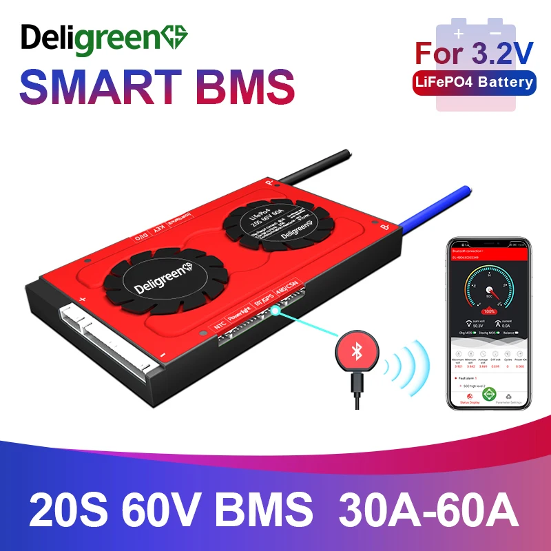 20S Smart BMS 60 в LiFePO4 30A 40A 60A BT модуль 485 UART CAN-USB устройство с балансировкой водонепроницаемый