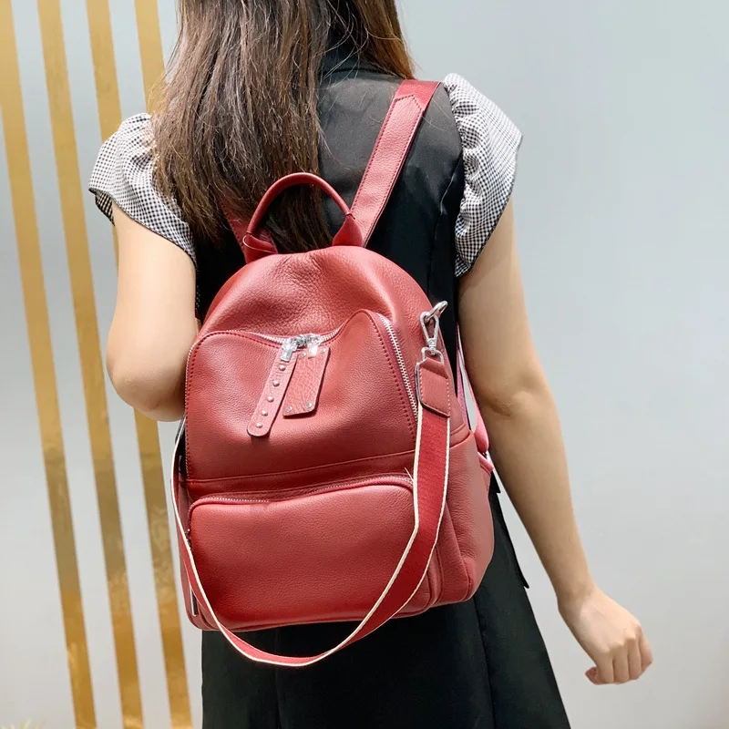 

High Quality Backpack Female Genuine Leather Women Backpacks School Bag Multifunctional Travel Shopping Back pack on Shoulder