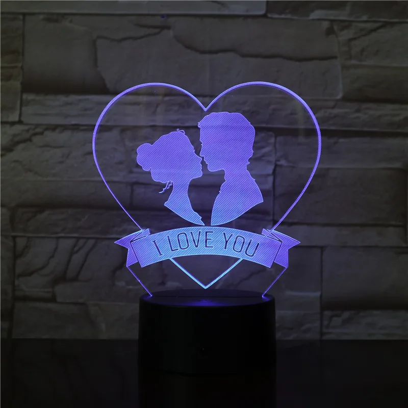3D 3438 I Love You светодиодный ночник акриловая пластина сенсорный светильник милый