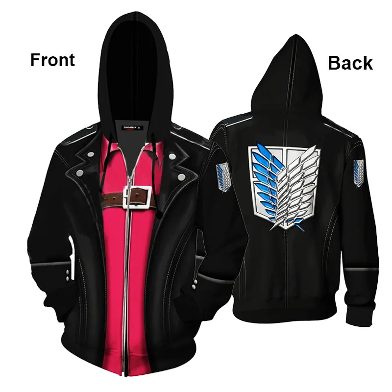 Толстовки для косплея атака на Титанов Леви Аккерман куртка молнии с капюшоном