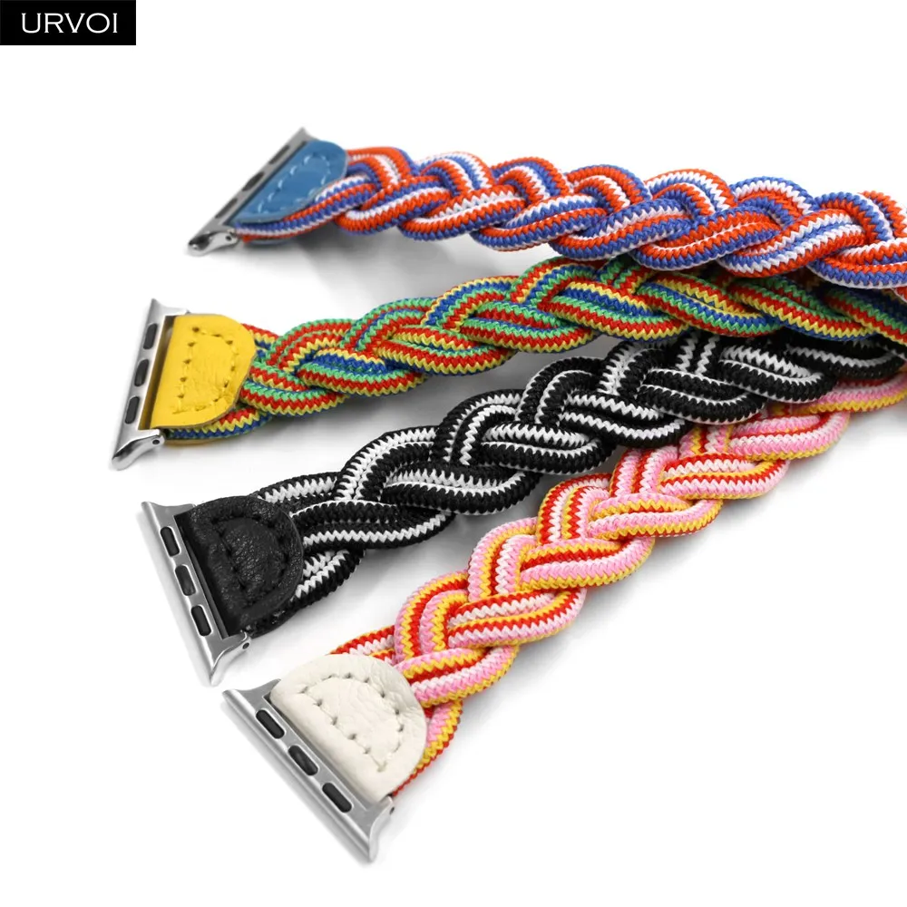 Плетеный ремешок URVOI для Apple Watch series 6 SE 5 4 3 2 1 тканый нейлоновый браслет iWatch solo