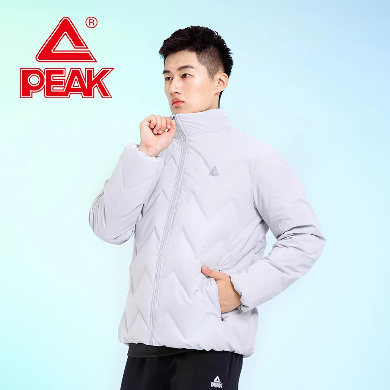 Пик Мужской пуховик 80% серый утиный пух теплая ветрозащитная куртка спортивный