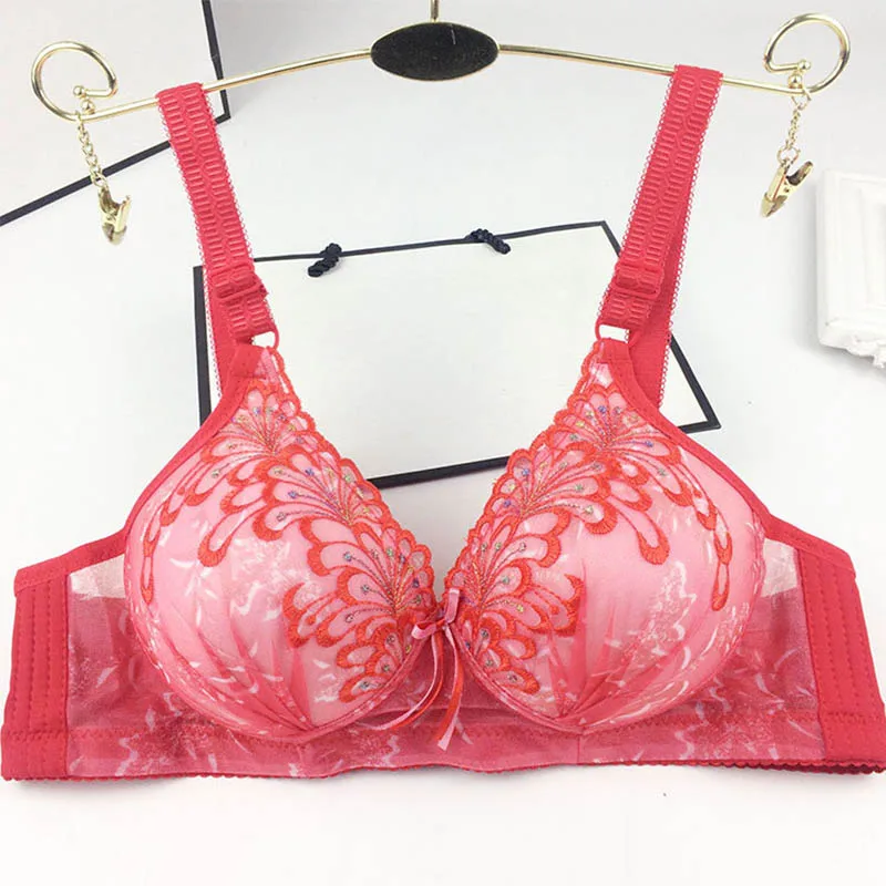 

Woman Sexy Push Up Women Wireless Bras Wire Free Bra Flower Lace Comfortble Underwear Brassiere Plus Size 34-40