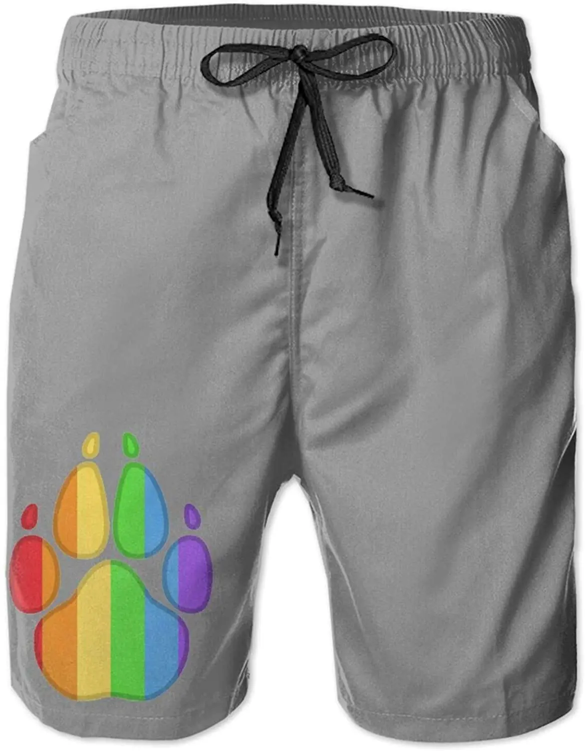 

Gay Flag Bear Paw Quick Dry Mens Swim Trunks Beach Sports Shorts Mans