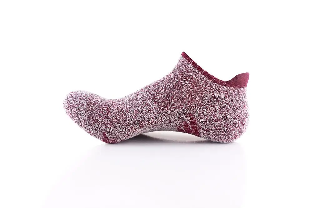 Wine Red Мужские спортивные носки из махровой ткани на осень и зиму, модные однотонные повседневные компрессионные нескользящие носки до лодыжки - Цвет: Wine Red