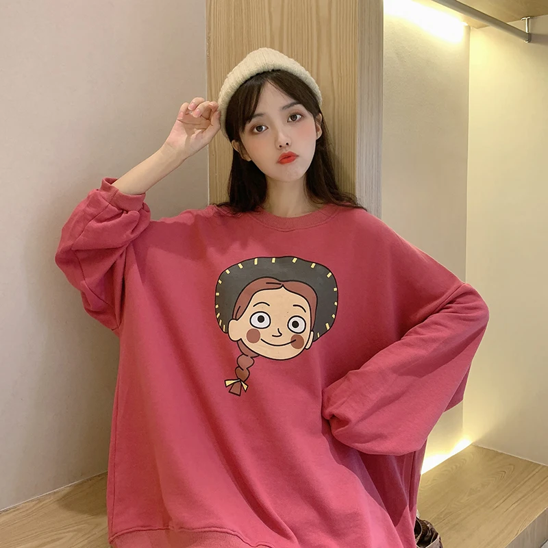 Gaganight Милая Женская толстовка с рисунком и длинными рукавами круглым вырезом