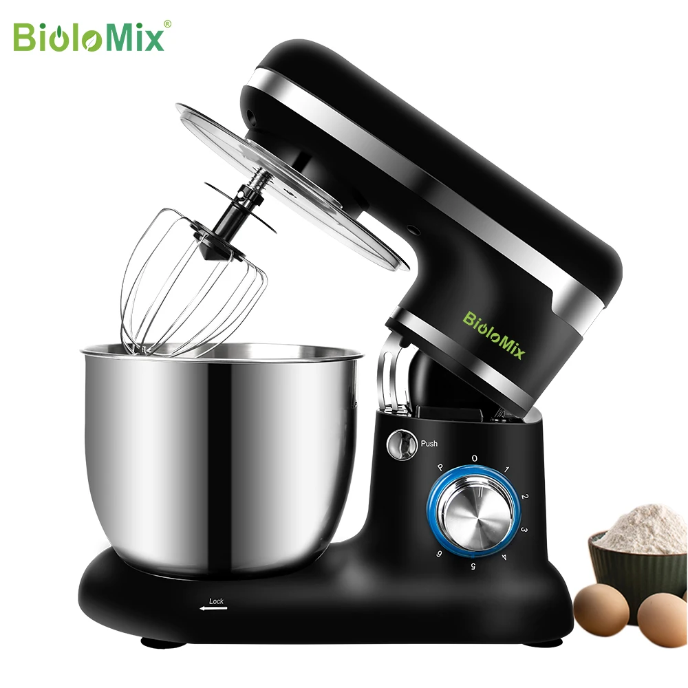 biolomix 1500w 5l stand mixer stainless steel bowl 6 speed kitchen food blender cream egg whisk cake dough kneader bread maker free global shipping