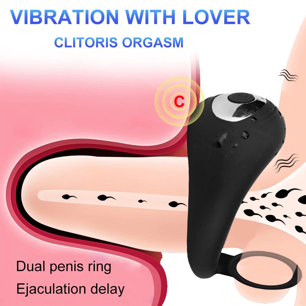 Двойное кольцо-вибратор Силиконовое кольцо на пенис массажер для задержки