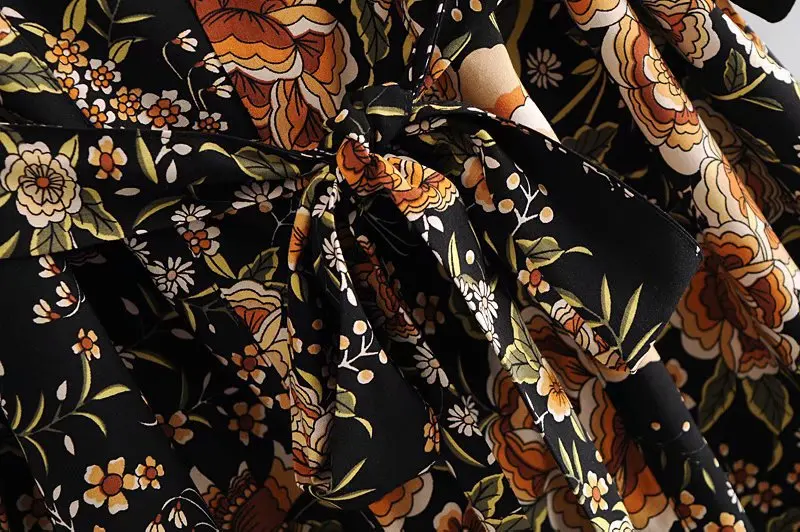 

Black Flower Printing Sashes Boho Dress Kimono Sleeve V-Neck Summer Batwing Sleeves Boho Maxi Dress Robe Vestidos K1379