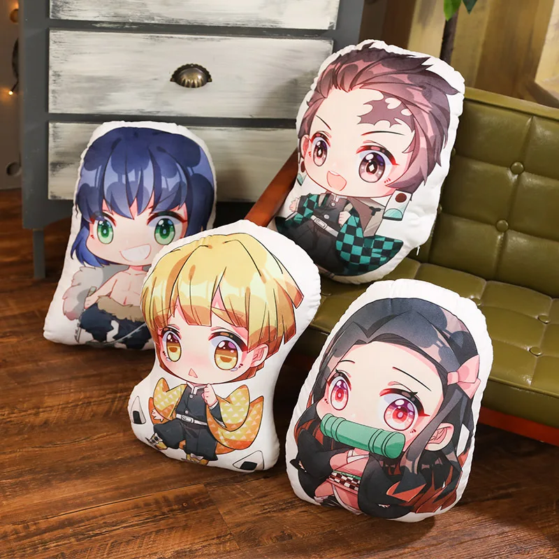 

Demon Slayer Tanjirou Nezuko Zenitsu Inosuke Plush Toys Anime Gift Cosplay Kimetsu no Yaiba Double-sided Pillow Doll Stuffed Toy