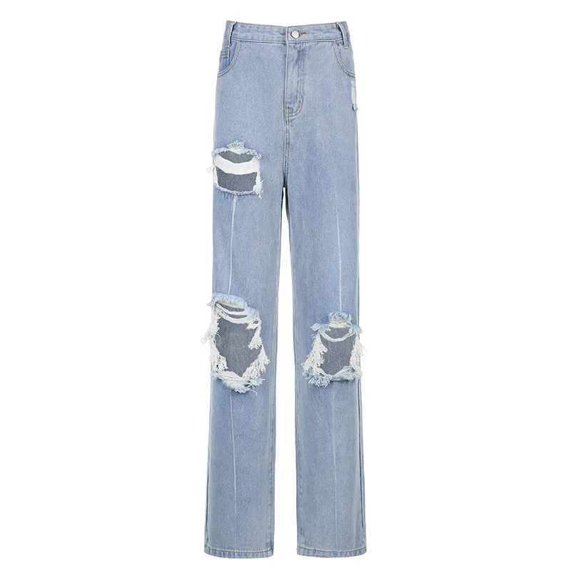 

Fashion personality trend high waist straight loose jeans trousers women
