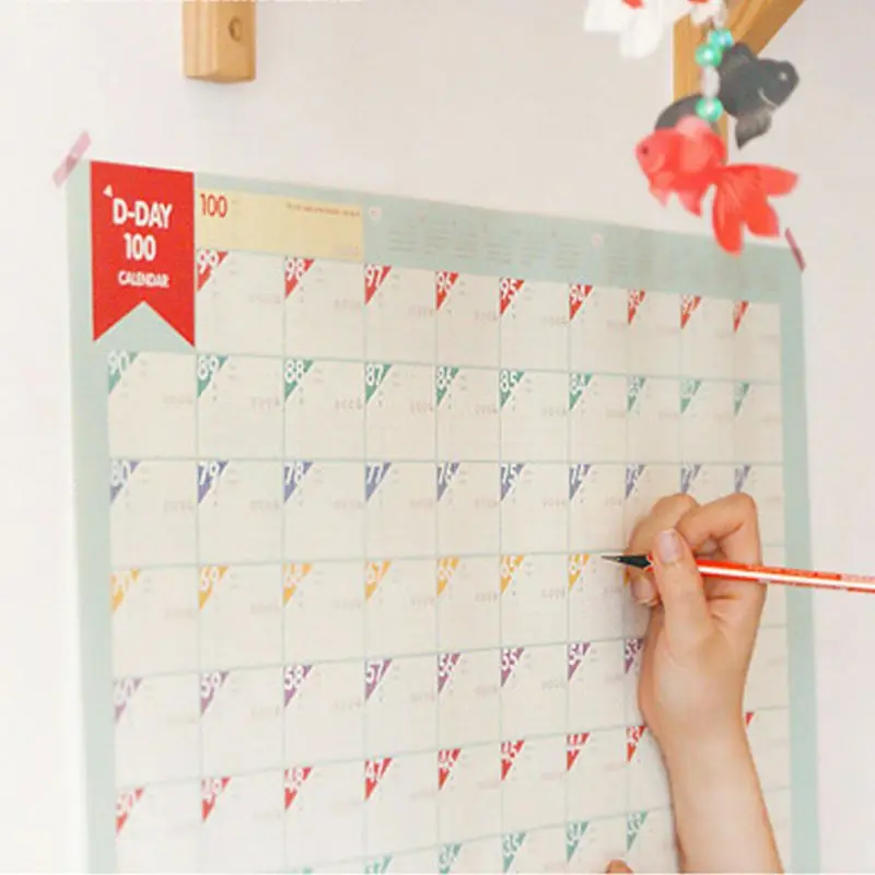 

5Pcs 100 Days Countdown Calendar Schedule Learning Goals Work Planner Periodic Agenda Table Office Supplies