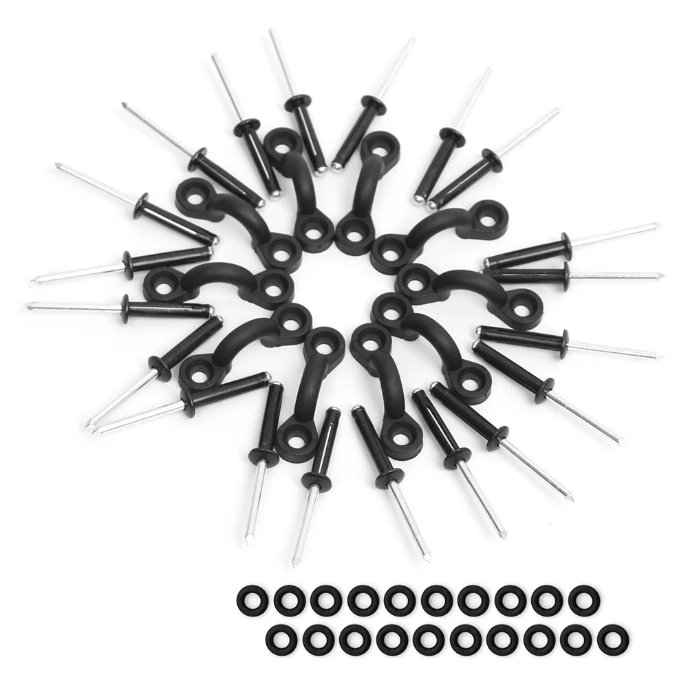 

10pcs Nylon Bungee Deck Loops Tie Down Pad Eye with 20pcs Tri-Grip Tri-Fold Rivets 20pcs Rubber Washers Deck Rigging Kit