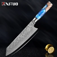 xituo damascus steel chef knife japanese vg10 kitchen knives kiritsuke resin wood handle razor sharp blade slicer meat cleaver