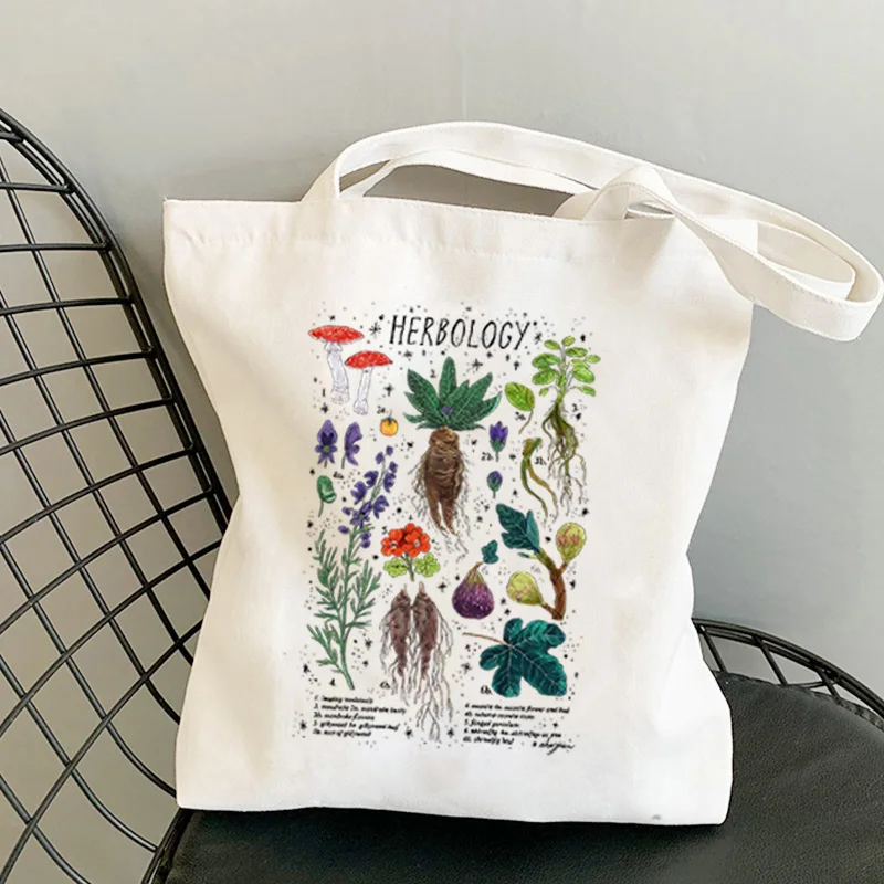 Mushroom Shoulder Bag Canvas Bag Harajuku Shopper Bag Fashion Casual Summer Shoulder Bags Tote Shopper Bag Border Collie