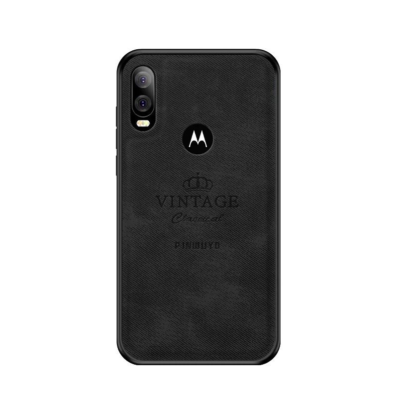 Чехол для Motorola Moto One Vision/P40, Винтажный чехол из кожи ПУ и ПК, Жесткий Чехол, облегающие Чехлы, защитный чехол 6,2'' - Цвет: Черный