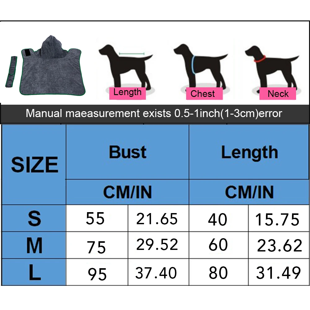 

Dog And Cat Bathrobe Soft Super Absorbent Quick Drying Towel For Medium Small Soapy Easy To Put On Or Take Off