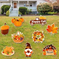thanksgiving yard signs stakes 9pcs pumpkins turkey maple leaf gardens yard sign happy fall harvest outdoor yard decoration