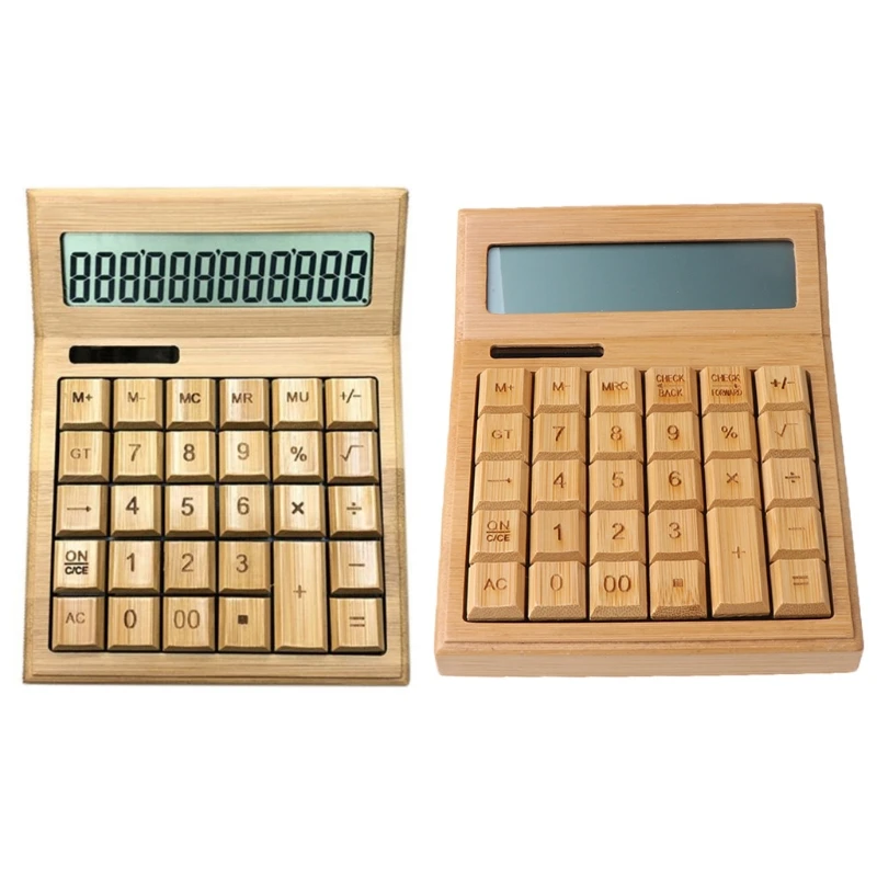 

C5AB Functional Desktop Calculator Solar Power Bamboo Calculators with Large Display