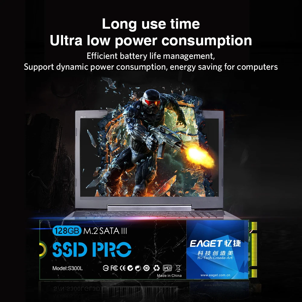Eaget S300L M.2 SATA III SSD 128 ГБ 256 512 1 ТБ Внутренний твердотельный накопитель для настольных