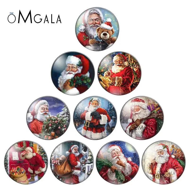 

Merry Christmas Santa Claus gift Patterns 8mm/10mm/12mm/18mm/20mm Round photo glass cabochon demo flat back Making findings