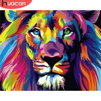 huacan painting by numbers lion animals drawing canvas diy pictures by numbers kits wall art hand painted gift home decor