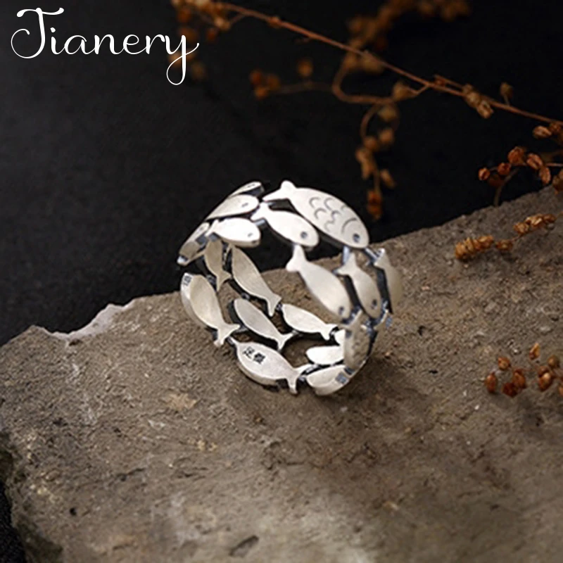 Винтажные серебристые кольца ручной работы регулируемые размеры|Кольца для